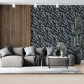 Monochromatic Wavy Abstract Mural Wallpaper — Modern Fluid Art Mural Wallpaper - pure wallpaper artwork