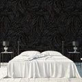 Abstract Swirl Mural Wallpaper — Moody Charcoal and White Ink Lines Mural Wallpaper - pure wallpaper artwork