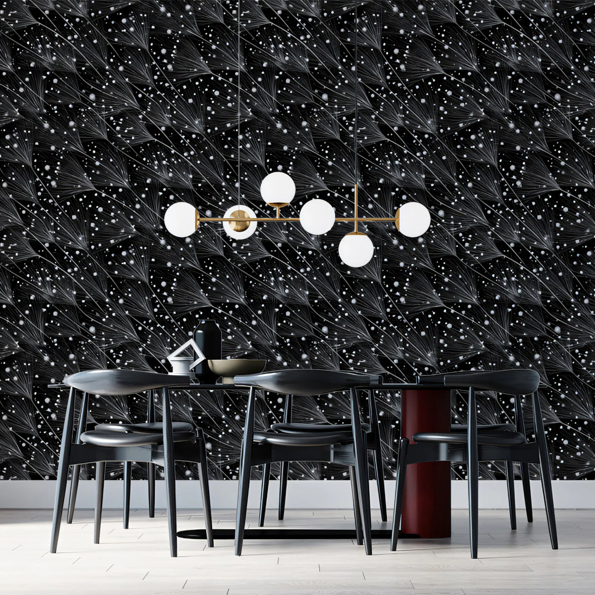 Abstract Dandelion Seed Mural Wallpaper in Monochrome Mural Wallpaper - pure wallpaper artwork