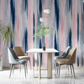 Abstract Vertical Brushstroke Mural Wallpaper — Soft Navy and Blush Mural Wallpaper - pure wallpaper artwork