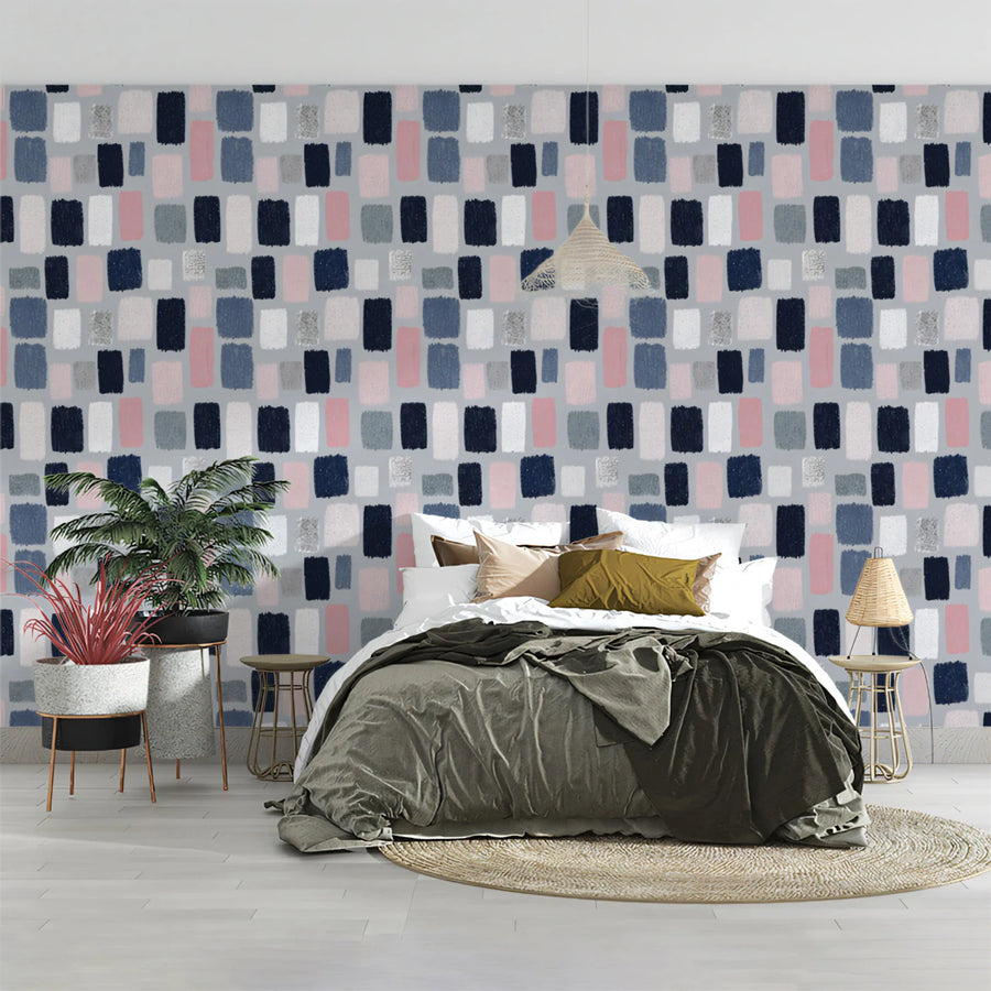 Abstract Painted Block Mural Wallpaper — Modern Geometric Art Mural Wallpaper