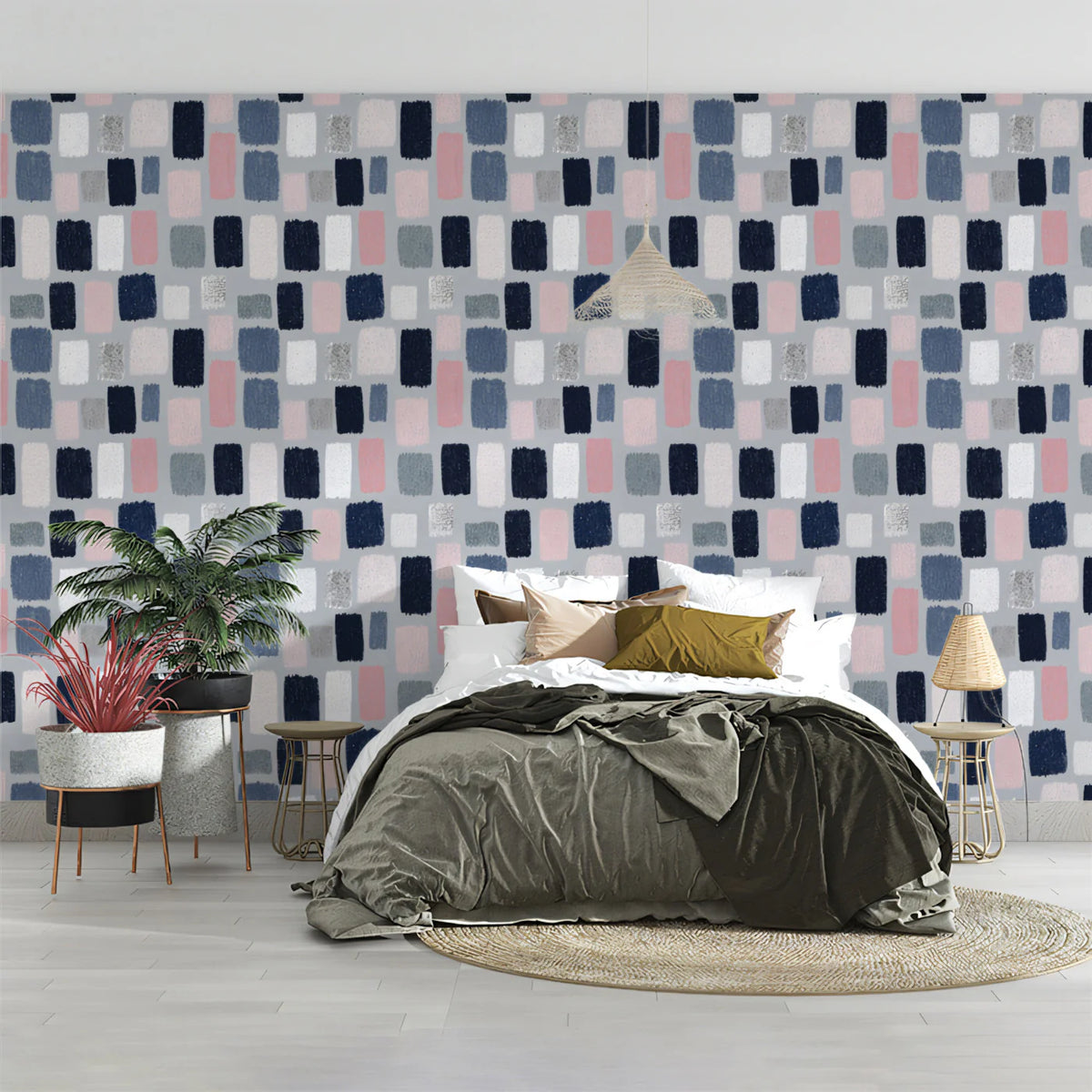 Abstract Painted Block Mural Wallpaper — Modern Geometric Art Mural Wallpaper - pure wallpaper artwork