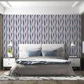 Abstract Ikat Stripe Mural Wallpaper — Soft Navy and Pastel Pink Mural Wallpaper - pure wallpaper artwork