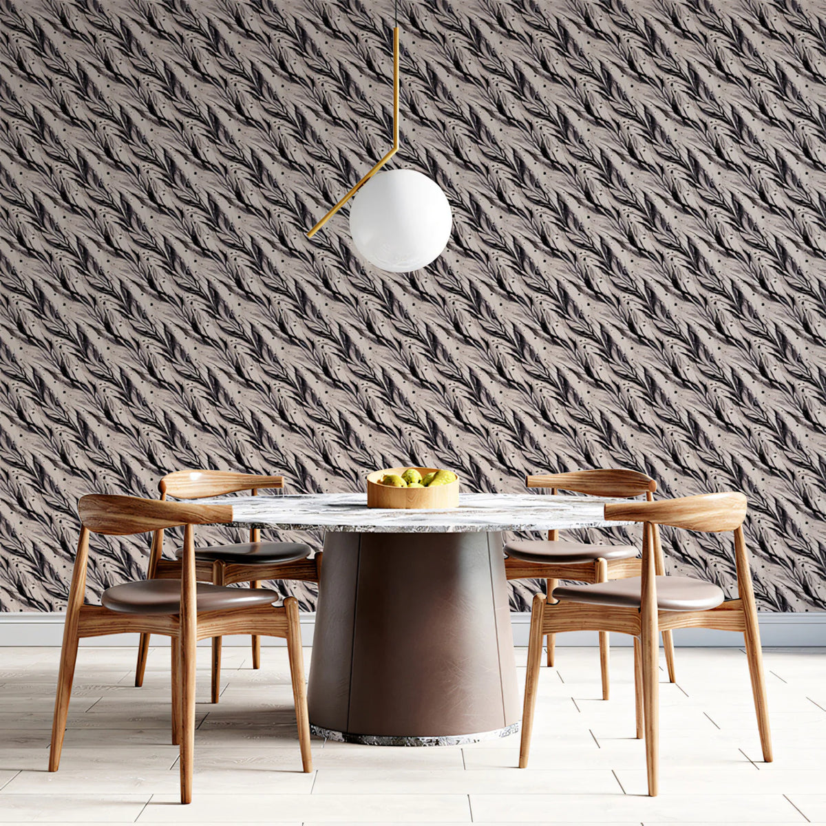 Abstract Leaf Diagonal Mural Wallpaper — Soft Minimalist Print Mural Wallpaper - pure wallpaper artwork