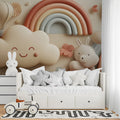 3D Pastel Cloud and Rainbow Mural Wallpaper — Whimsical Decor Mural Wallpaper - pure wallpaper artwork