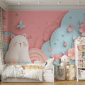 Paper-Cut Garden Bear and Bunny Mural — Whimsical Kids Wall Art Mural Wallpaper - pure wallpaper artwork