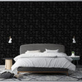 Micro Floral Damask Mural Wallpaper in Charcoal Black Mural Wallpaper - pure wallpaper artwork