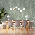 Dotted Fern Frond Mural Wallpaper — Sage Minimalist Botanical Mural Wallpaper - pure wallpaper artwork
