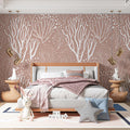 Coastal Coral Mural Wallpaper — Soft Dusty Rose Organic Pattern Mural Wallpaper - pure wallpaper artwork