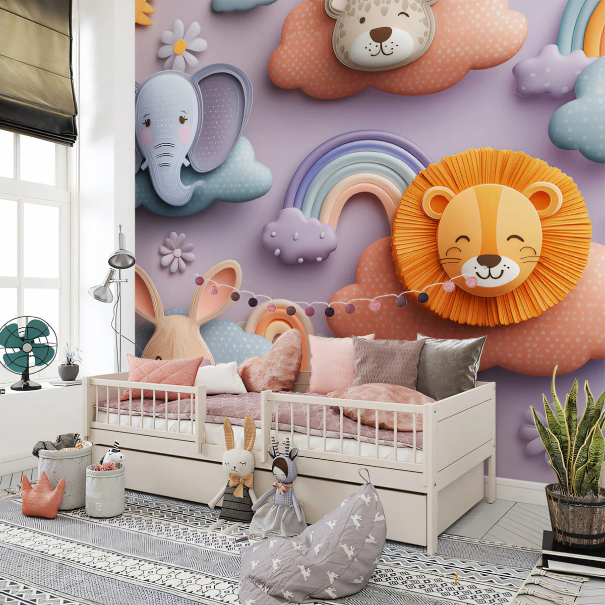 3D Animal Cloud Mural Wallpaper — Soft Pastel Whimsical Decor Mural Wallpaper - pure wallpaper artwork