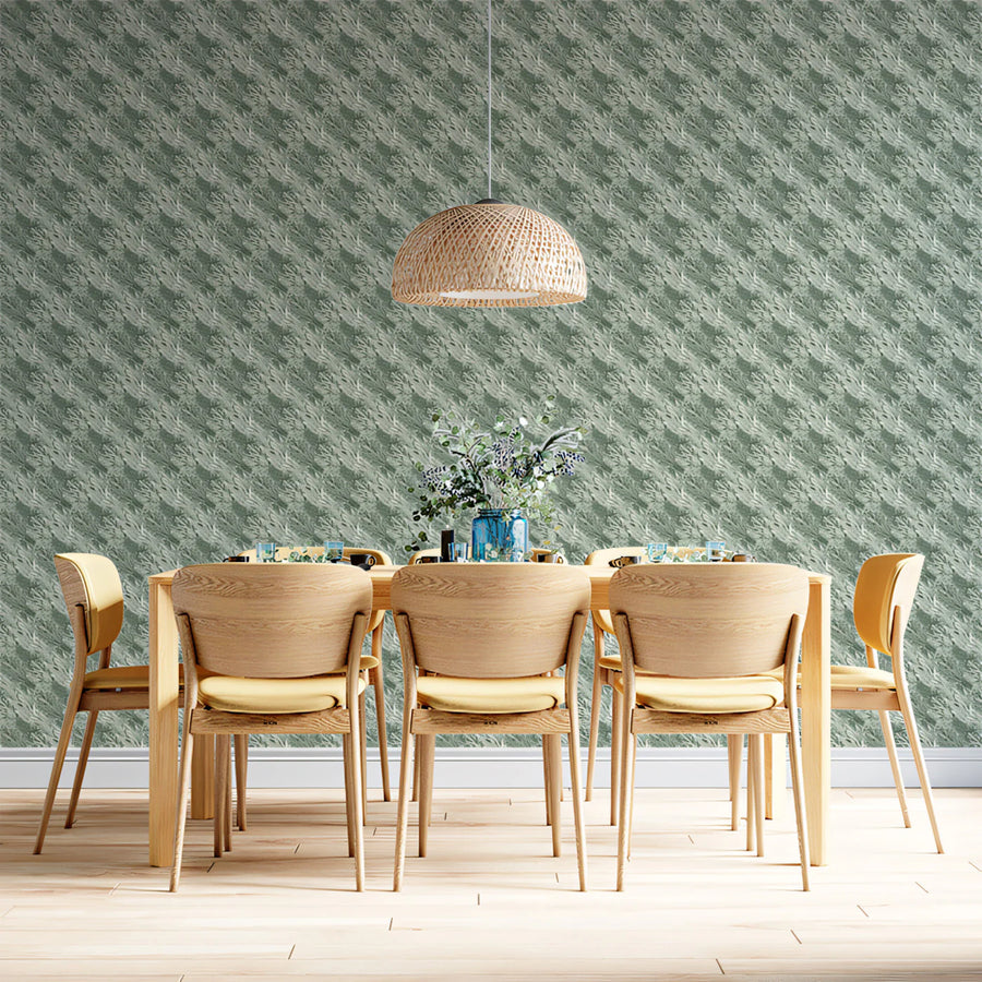 Diagonal Knit Texture Mural Wallpaper in Muted Sage Mural Wallpaper