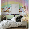 Chubby Cat Cloud Mural Wallpaper — Whimsical Pastel Rainbow Mural Wallpaper - pure wallpaper artwork