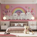 Paper-Cut Animal Rainbow Mural Wallpaper — Whimsical Soft Aesthetic Mural Wallpaper - pure wallpaper artwork