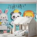 Charming Cloud Animals Mural Wallpaper — Bright Kids Room Decor Mural Wallpaper - pure wallpaper artwork