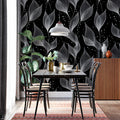 Monochrome Sheer Botanical Mural Wallpaper — Elegant Floral Flow Mural Wallpaper - pure wallpaper artwork
