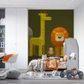 Geometric Safari Animal Mural Wallpaper — Mid-Century Retro Style Mural Wallpaper - pure wallpaper artwork