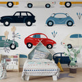 Vintage Car Motif Mural Wallpaper — Mid-Century Graphic Design Mural Wallpaper - pure wallpaper artwork