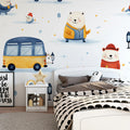 Winter Polar Bear Friends Mural Wallpaper — Whimsical Kids Scene Mural Wallpaper - pure wallpaper artwork