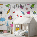 Childhood Doodle Sketch Mural Wallpaper —Whimsical Hand-Drawn Motifs Mural Wallpaper - pure wallpaper artwork