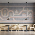 Road Map & Village Houses Mural Wallpaper — Minimalist Play Map Mural Wallpaper - pure wallpaper artwork