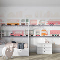 Geometric City Truck Mural Wallpaper — Playful Urban Design Mural Wallpaper - pure wallpaper artwork