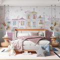 Parisian Spring Street Mural Wallpaper — Whimsical Watercolor Art Mural Wallpaper - pure wallpaper artwork
