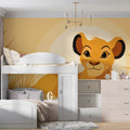 Lion Cub Savanna Mural Wallpaper — Warm Graphic Illustration Mural Wallpaper - pure wallpaper artwork