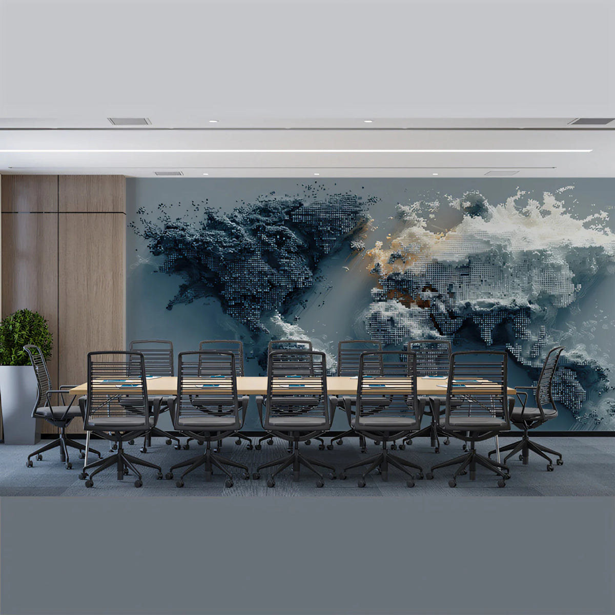 Pixelated World Map Mural Wallpaper — Modern Digital Glitch Art Mural Wallpaper - pure wallpaper artwork