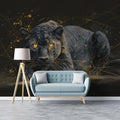 Black Panther Sketch Mural Wallpaper — Bold Gold and Charcoal Mural Wallpaper - pure wallpaper artwork