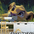 Lion Cub Oil Painting Mural Wallpaper — Expressive Wildlife Art Mural Wallpaper - pure wallpaper artwork