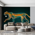 Neon Jaguar Energy Mural Wallpaper — Abstract Electric Animal Art Mural Wallpaper - pure wallpaper artwork