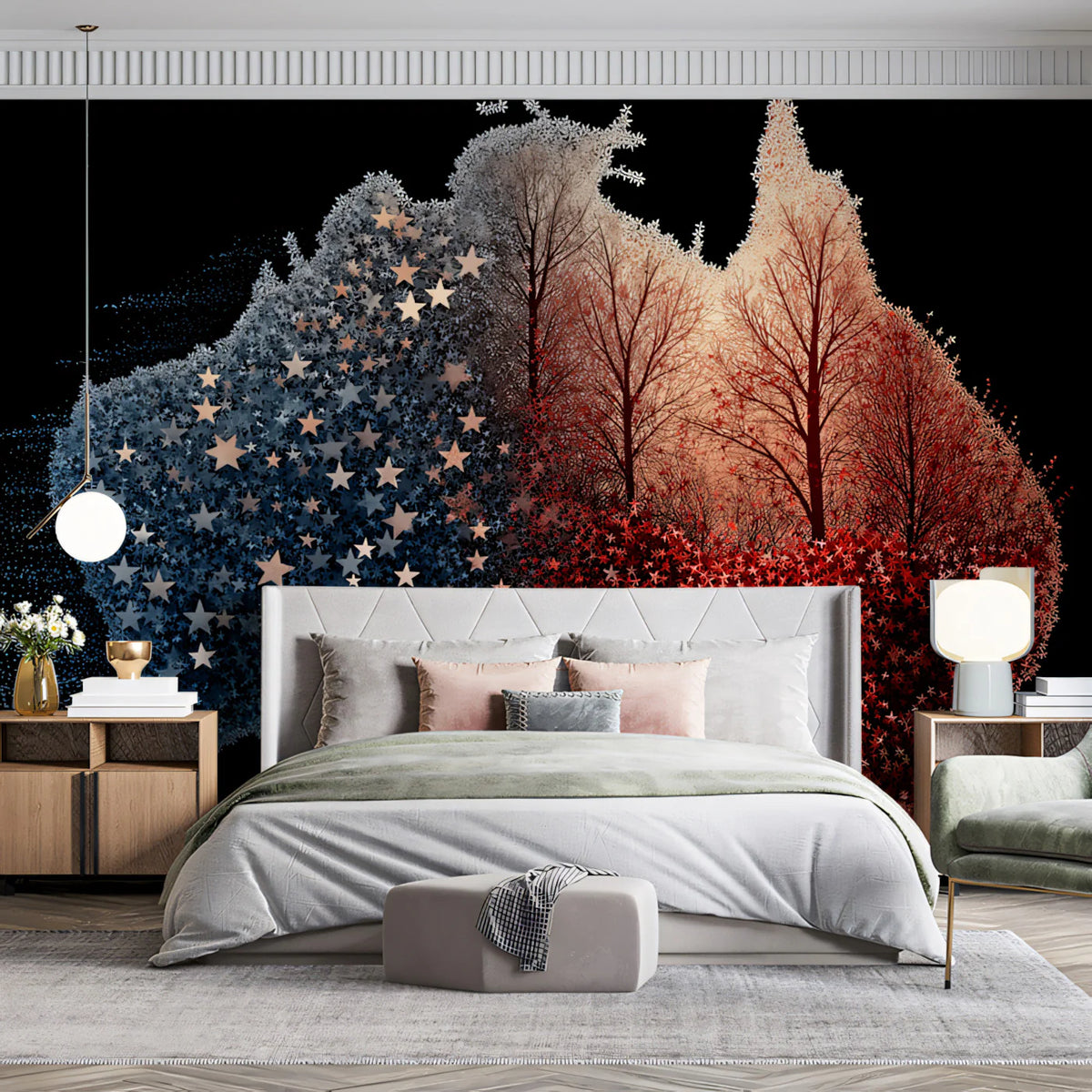 Australia Continental Fire and Ice Mural Wallpaper — Graphic Design Mural Wallpaper - pure wallpaper artwork