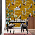 Golden Crane Prosperity Mural Wallpaper — Traditional Oriental Motif Mural Wallpaper - pure wallpaper artwork