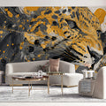 Jaguar Splatter Mural Wallpaper — Abstract Golden Animal Portrait Mural Wallpaper - pure wallpaper artwork