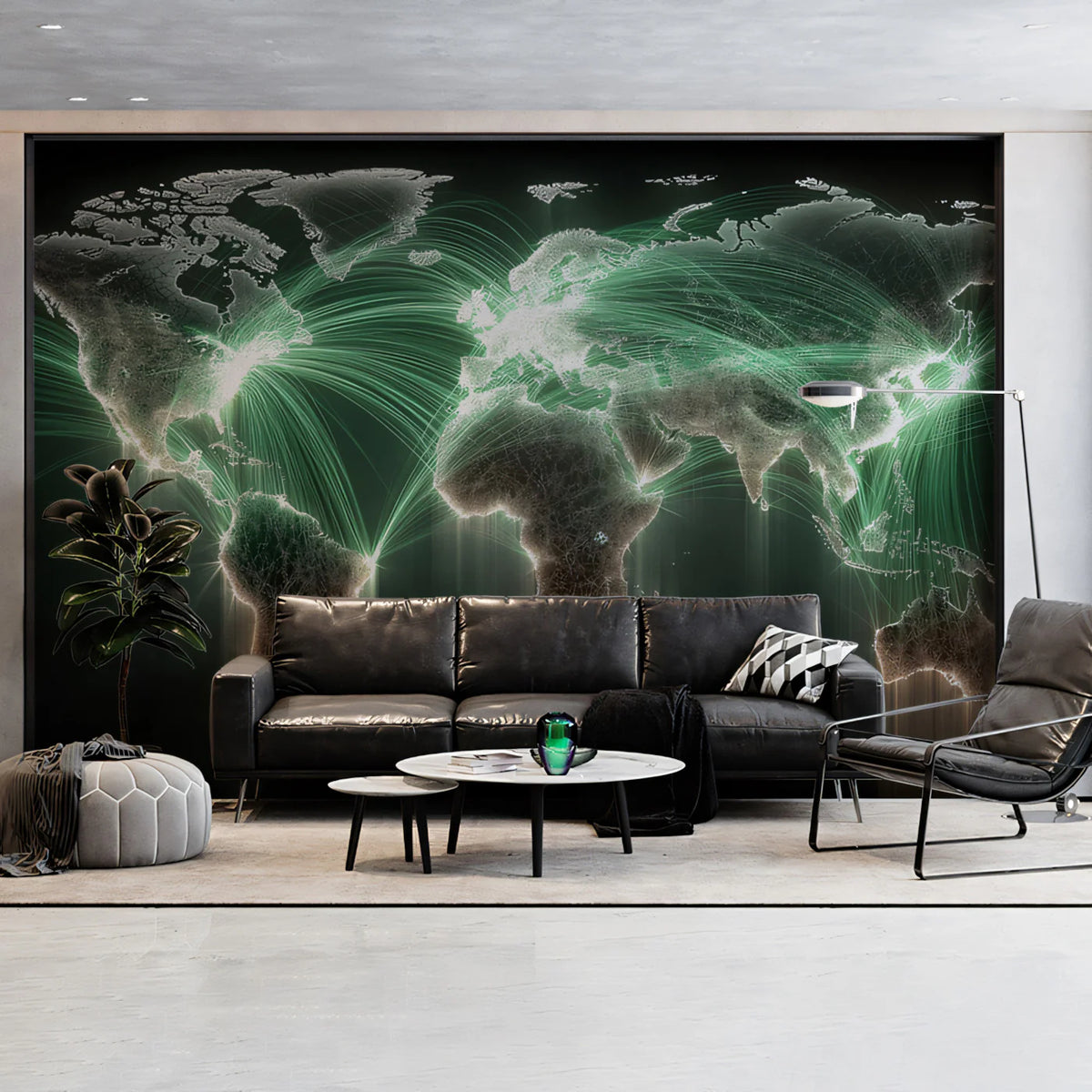 Global Data Network Mural Wallpaper — Modern Tech Aesthetic Mural Wallpaper - pure wallpaper artwork
