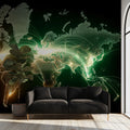 Global Data Network Mural Wallpaper — Modern Tech Illustration Mural Wallpaper - pure wallpaper artwork