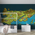 Fantasy Island Pixel Map Mural Wallpaper — Retro Isometric Design Mural Wallpaper - pure wallpaper artwork