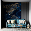 Global Night Lights Map Mural Wallpaper — Spherical Earth Design Mural Wallpaper - pure wallpaper artwork