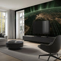 Global Grid Earth Mural Wallpaper — Futuristic Night View Mural Wallpaper - pure wallpaper artwork