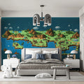 Isometric Pixel Island Mural Wallpaper — Retro 16-Bit Fantasy Map Mural Wallpaper - pure wallpaper artwork
