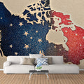Canada Star Map Mural Wallpaper — Pointillism Art Style Mural Wallpaper - pure wallpaper artwork