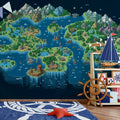 Isometric Pixel Island Map Mural Wallpaper — Retro Fantasy Art Mural Wallpaper - pure wallpaper artwork