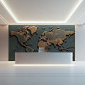 Aged Copper World Map Mural Wallpaper — Rustic Industrial Patina Mural Wallpaper - pure wallpaper artwork