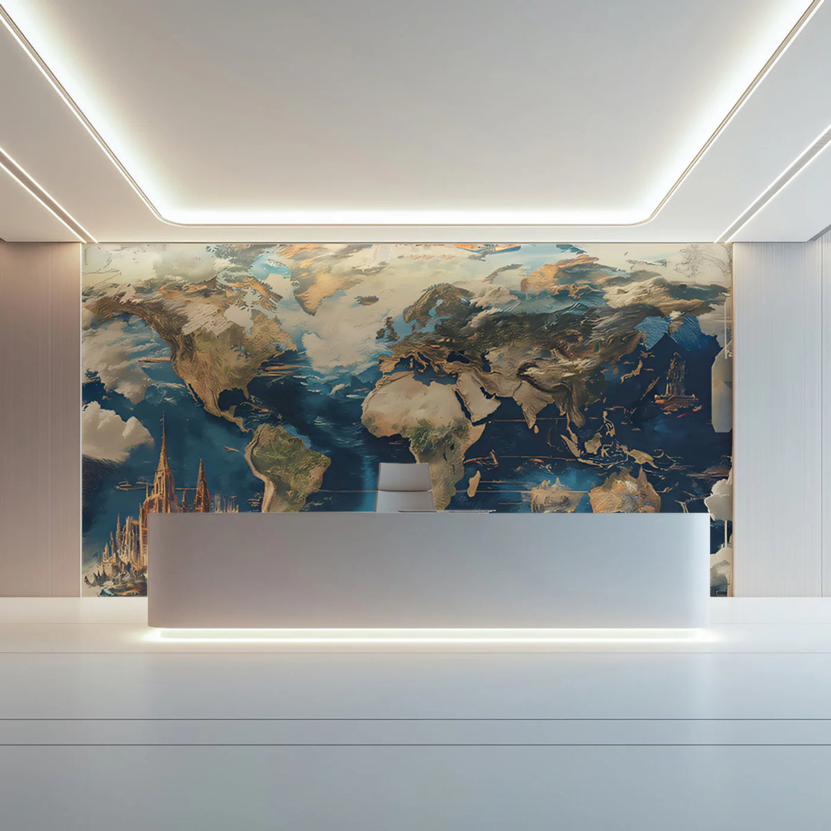 Fantasy World Map Mural Wallpaper — Dreamlike Cartography Mural Wallpaper - pure wallpaper artwork