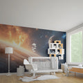 Celestial Ringed Planet Nebula Mural Wallpaper — Cosmic Space View Mural Wallpaper - pure wallpaper artwork