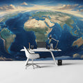 Orbital View Earth Mural Wallpaper —Cinematic Global Perspective Mural Wallpaper - pure wallpaper artwork