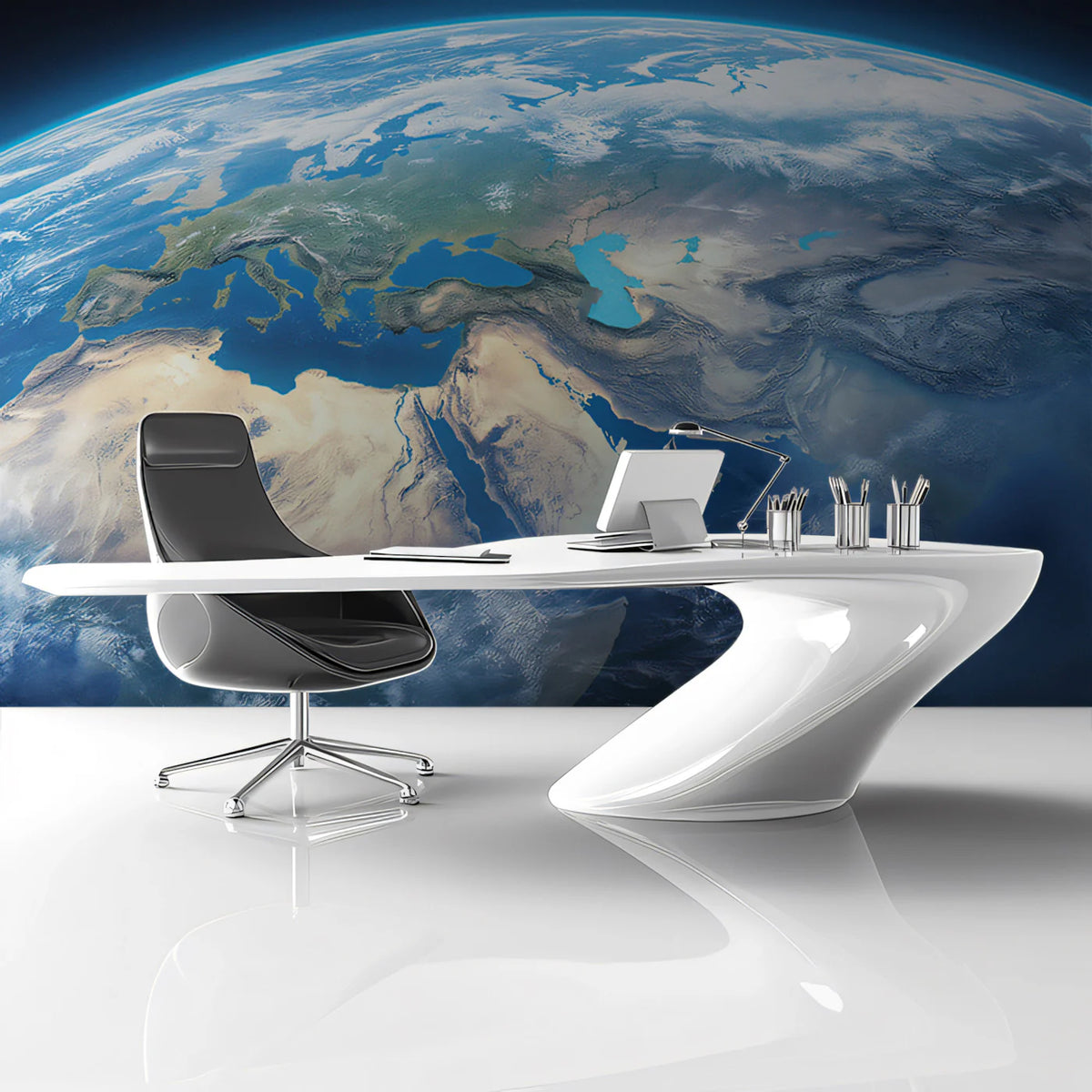 Orbital Earth View Mural Wallpaper —Cinematic Global Panorama Mural Wallpaper - pure wallpaper artwork