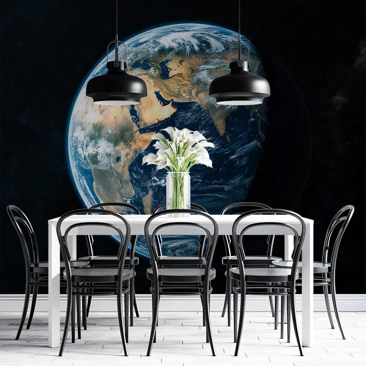 Earth From Space Mural Wallpaper — Global Day Night View Mural Wallpaper - pure wallpaper artwork