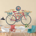 Vintage Bicycle Travel Map Mural Wallpaper — Retro Illustration Mural Wallpaper - pure wallpaper artwork