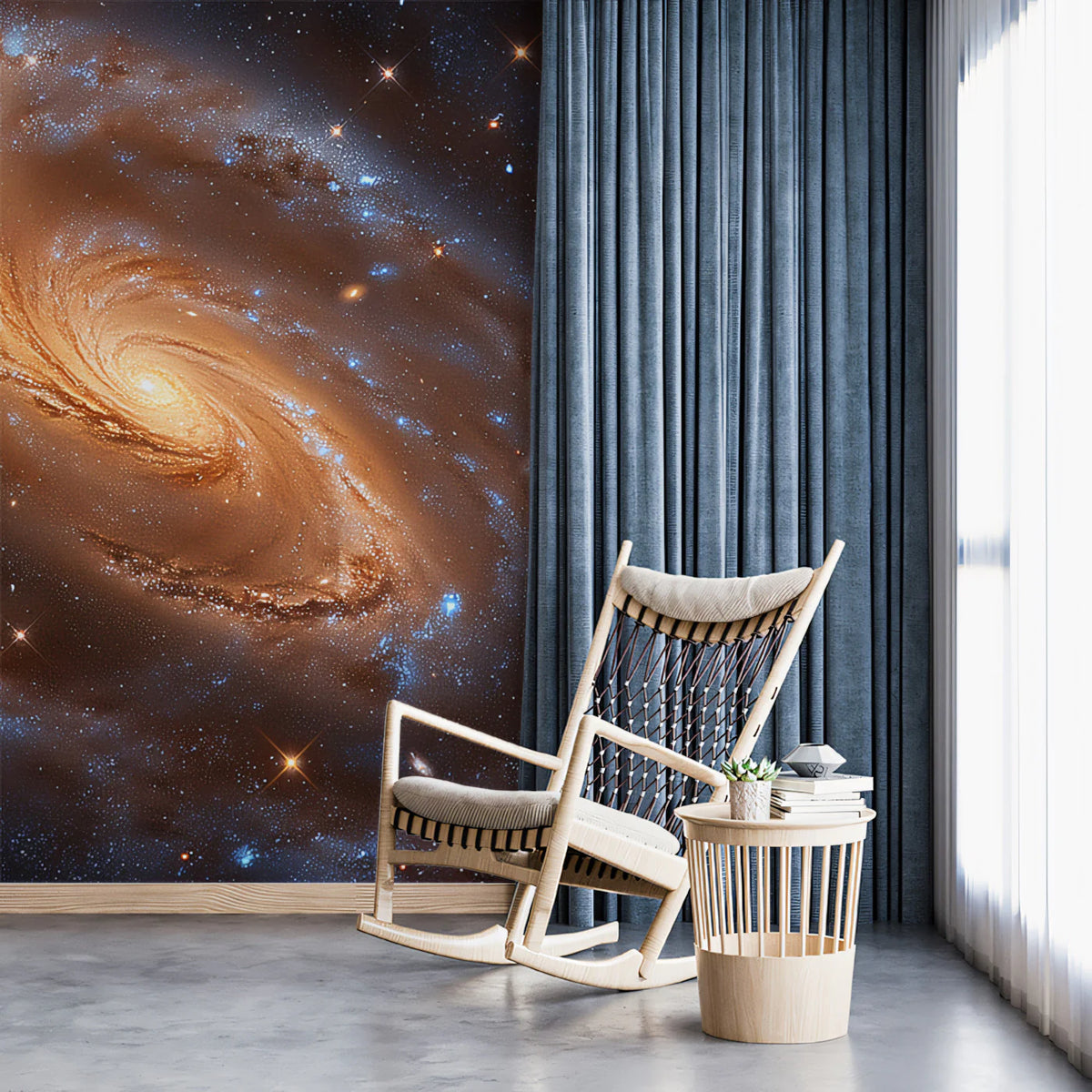 Golden Spiral Galaxy Mural Wallpaper — Cosmic Statement Wall Mural Wallpaper - pure wallpaper artwork